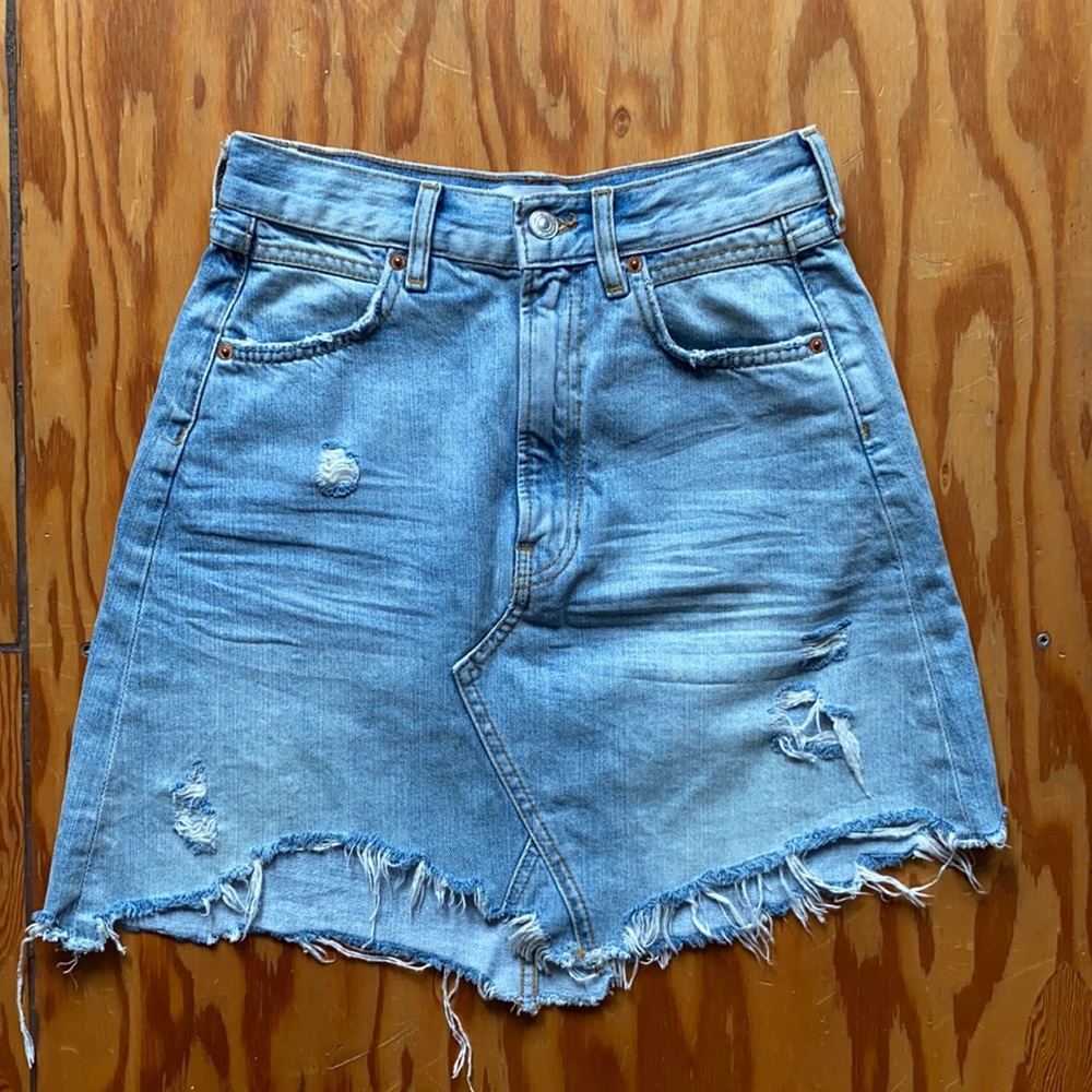 Zara Premium Denim ripped warrior skirt